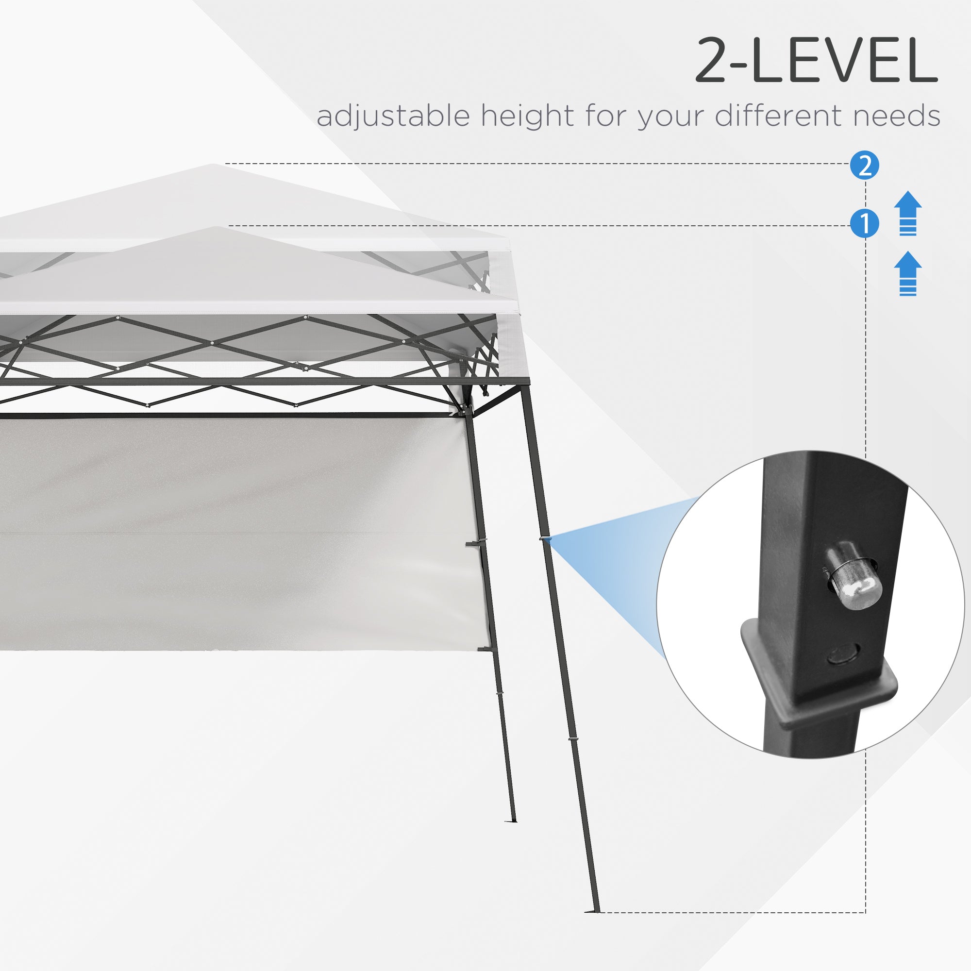 Outsunny 7'x7' Pop Up Canopy Gazebo Tent Backpack Adjustable Legs White 