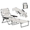 Folding Lounge Chair w/ Reclining Back, Cream White