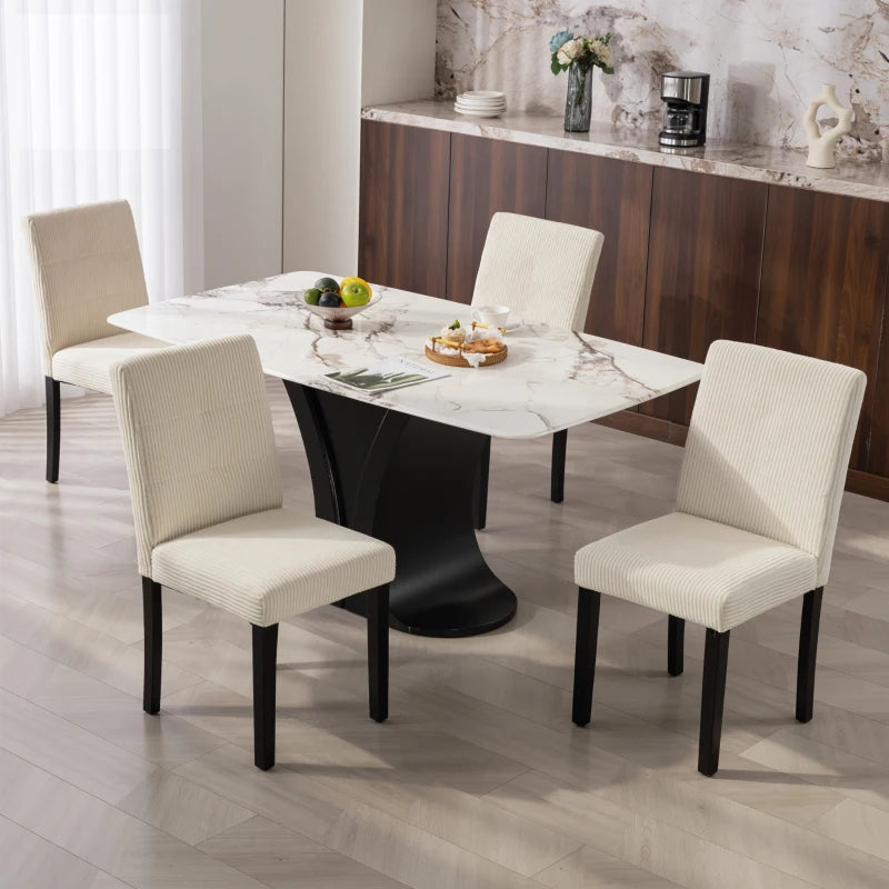 Modern Dining Chairs Set of 4, Kitchen Chairs with Rubberwood Legs and Padded Seat, Beige