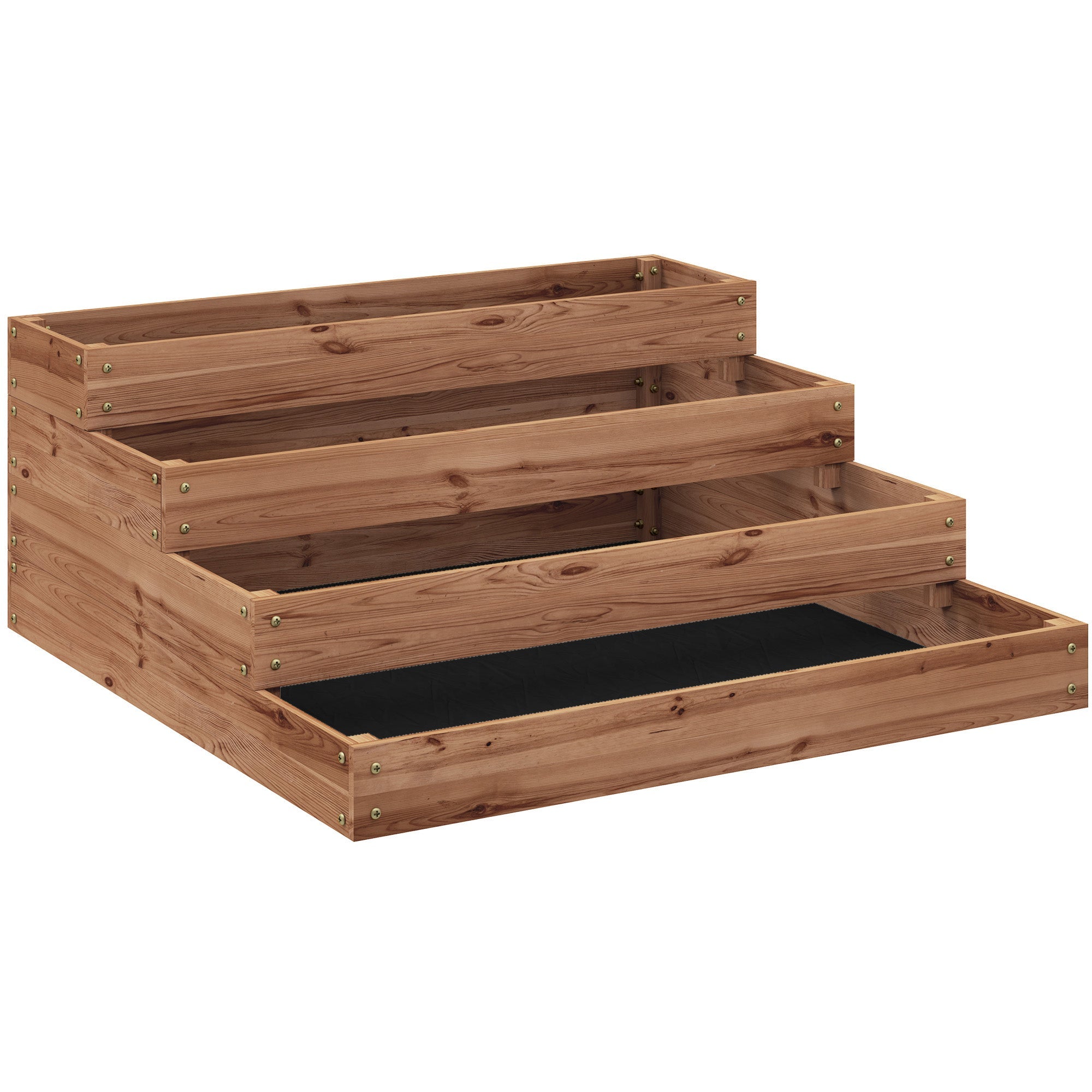 Outsunny 4-Tier Raised Garden Bed, Vertical Wooden Elevated Planter Box Kit with Liner for Vegetable, Flower, Herb, Dark Brown 