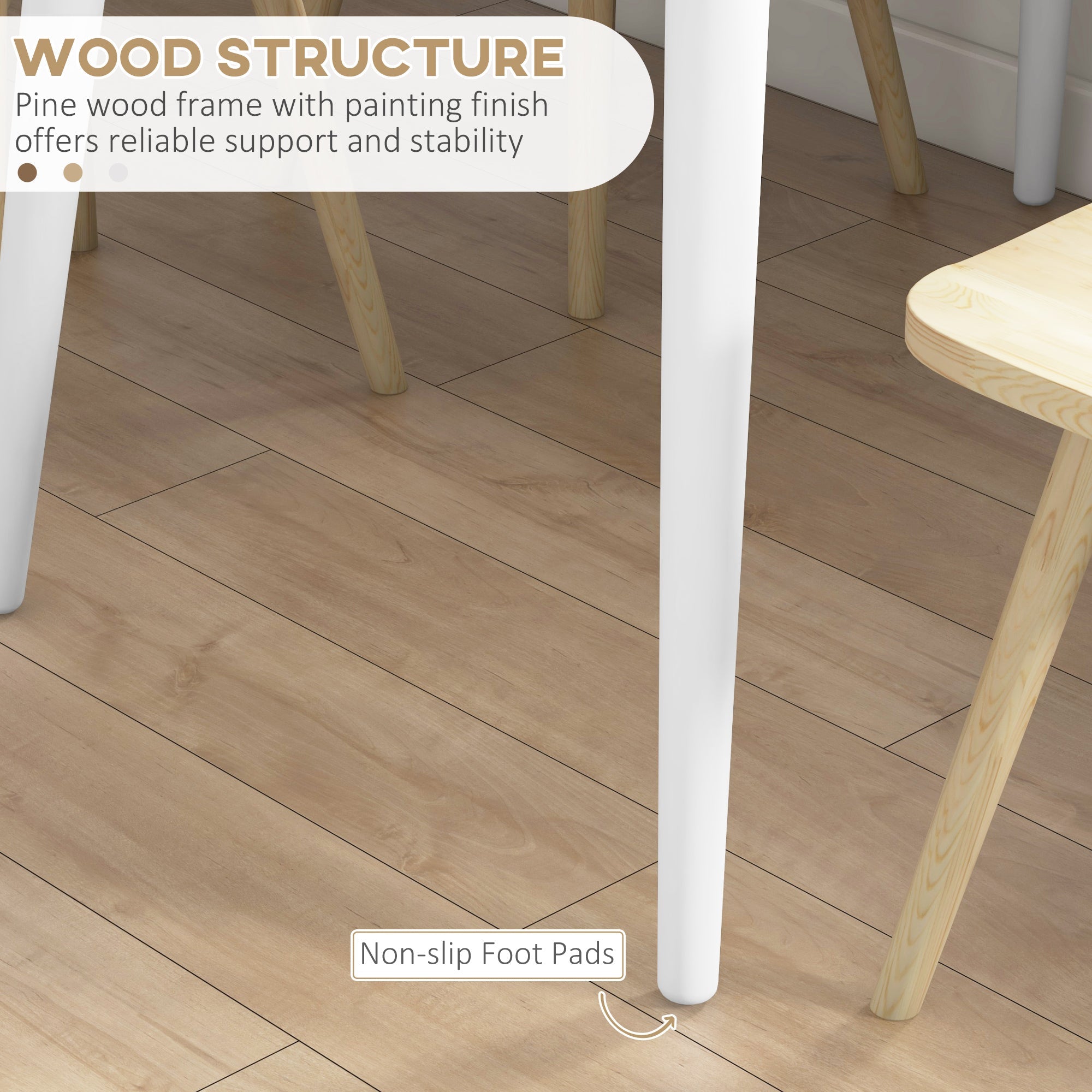 HOMCOM 47" x 30" Farmhouse Dining Table Pine Wood Frame Space Saving Kitchen Table Natural Finish 