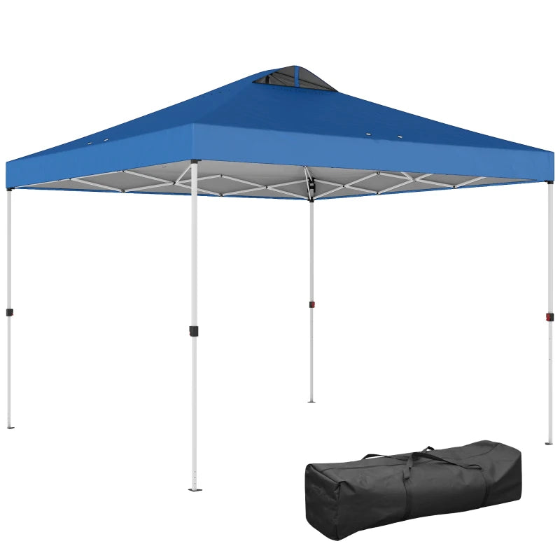 Pop Up Canopy Waterproof Canopy Tent with Carrying Bag for Parties Garden BBQs 9.8' x 9.8', Blue