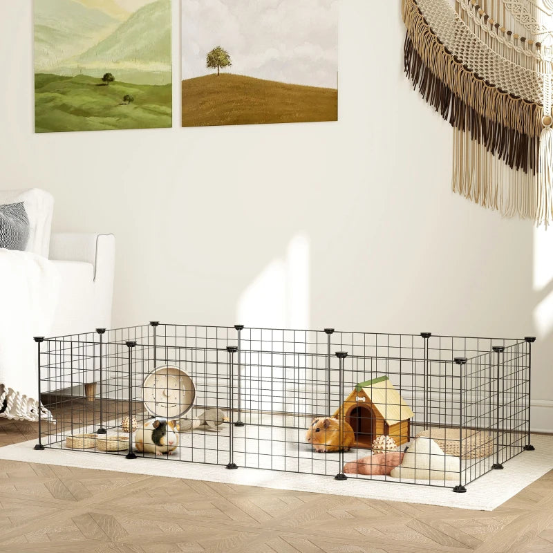 Pet Playpen, DIY Cage House for Small Animals, Guinea Pigs, Hedgehogs, Black