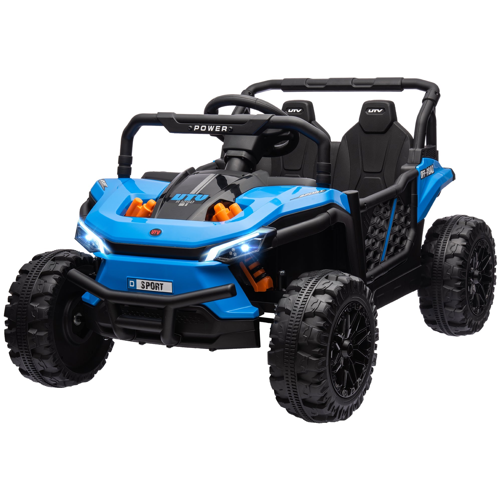 Qaba 12V Kids Ride On Car, Toy Truck with Remote Control, Spring Suspension, LED Headlights, 3 Speeds, Blue 