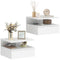 Floating Nightstand Set of 2, Wall Mounted Bedside Table with Drawer and Shelf, Small Night Stand for Bedroom, White