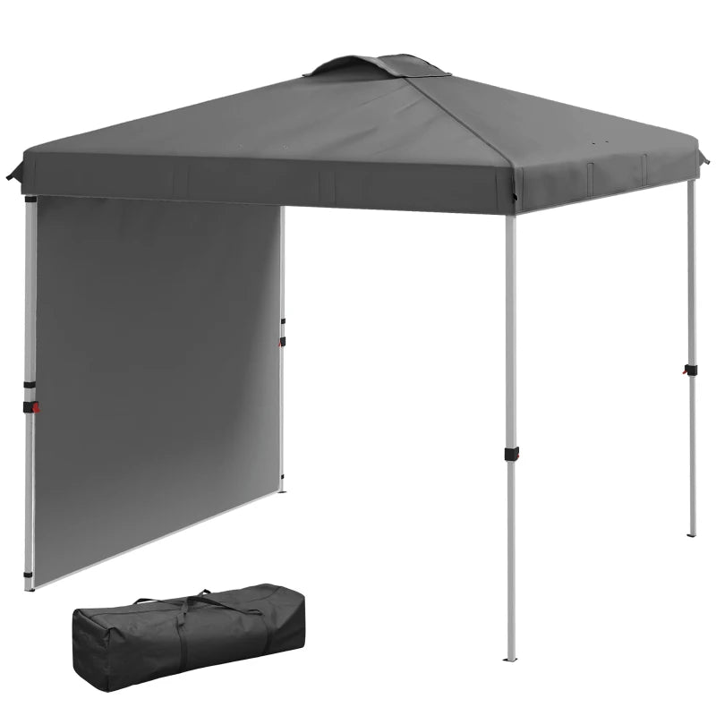 8 x 8 ft Pop Up Canopy with 1 Sidewall, Carry Bag and 4 Sand Bags, Height Adjustable Instant Sun Shelter, Dark Grey