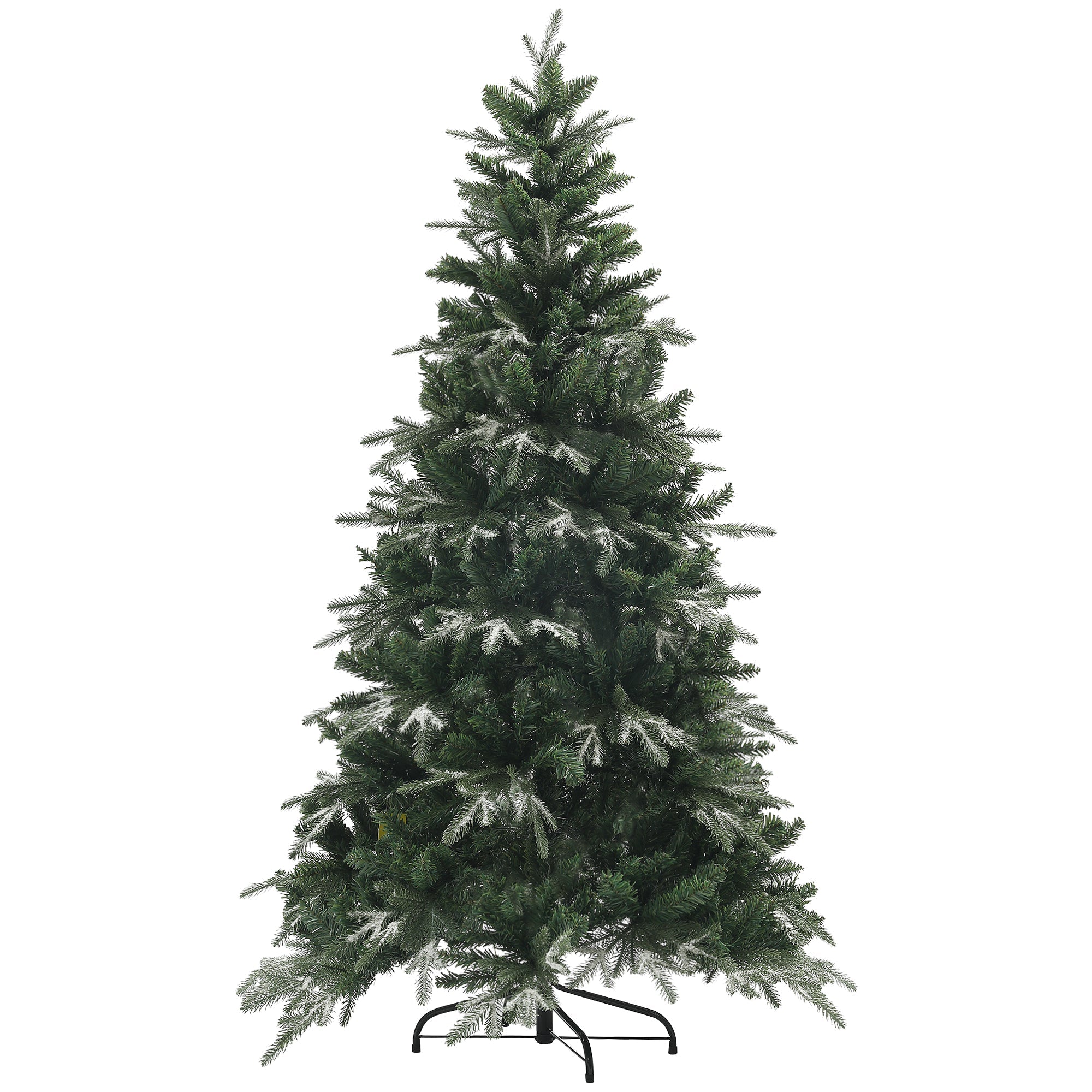 HOMCOM 6ft Flocked Christmas Tree, Artificial Christmas Tree with 850 Branch Tips, Metal Base, Automatic Open, Green 