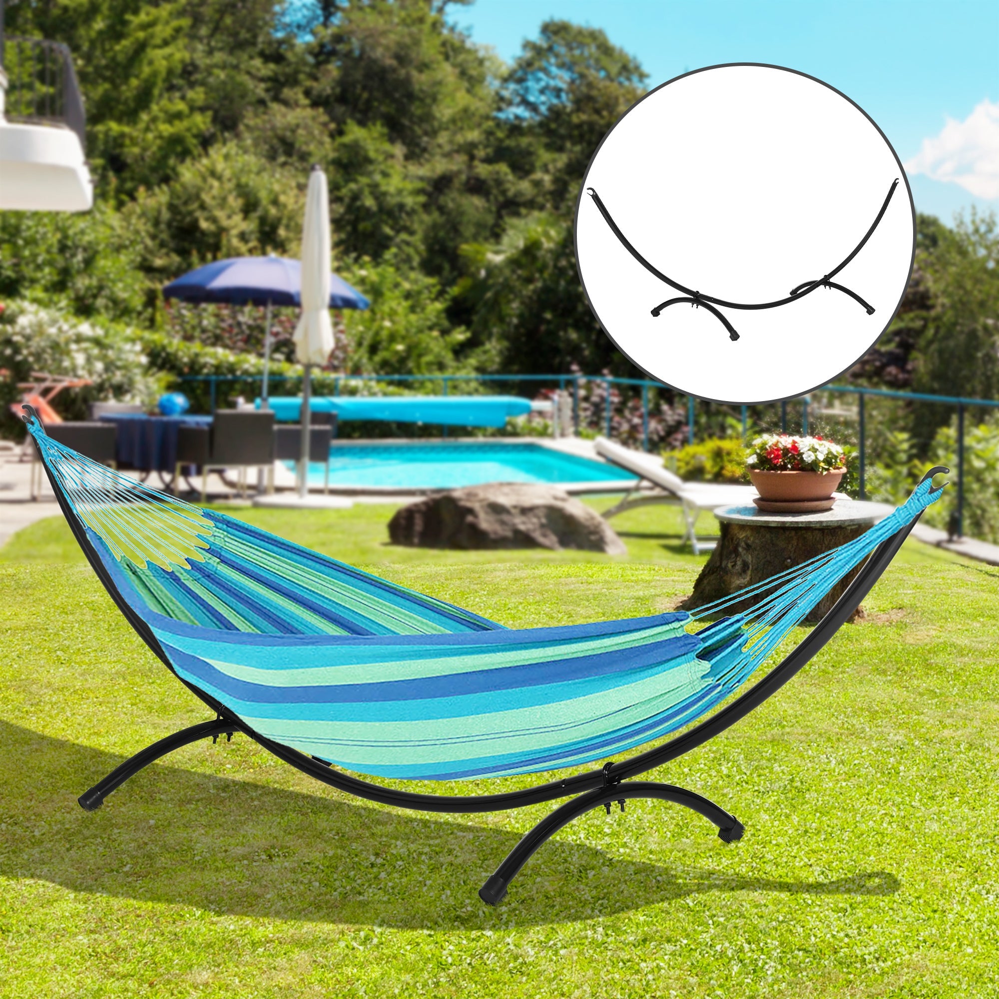 Outsunny 10ft Hammock Stand Steel Frame for Garden Camping Picnic Outdoor Patio Durable Black 