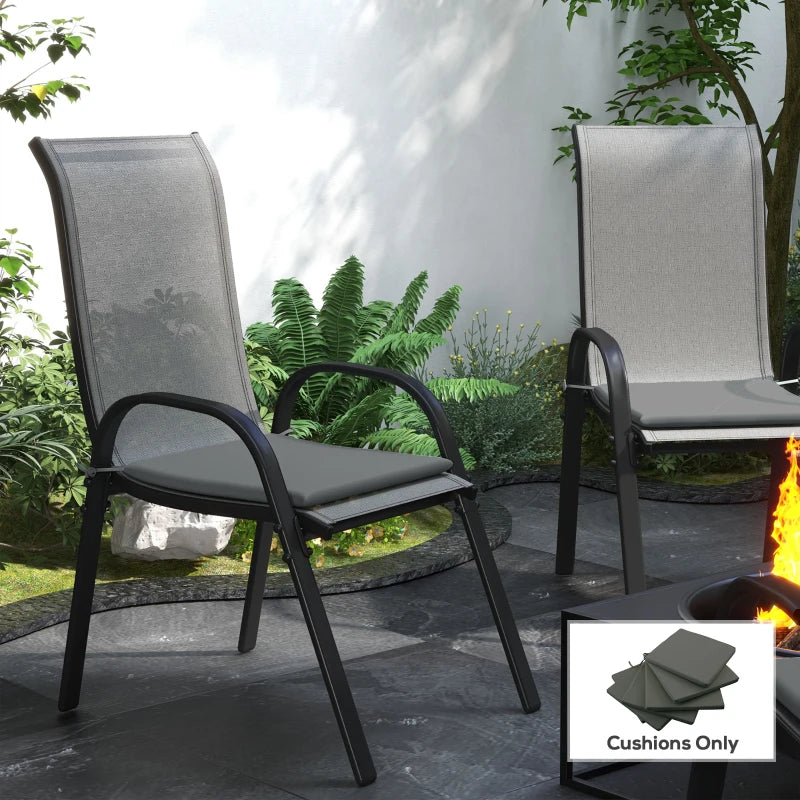 6-Piece Seat Cushion Pillows Replacement, Patio Chair Cushions Set with Ties for Indoor Outdoor, Charcoal Grey