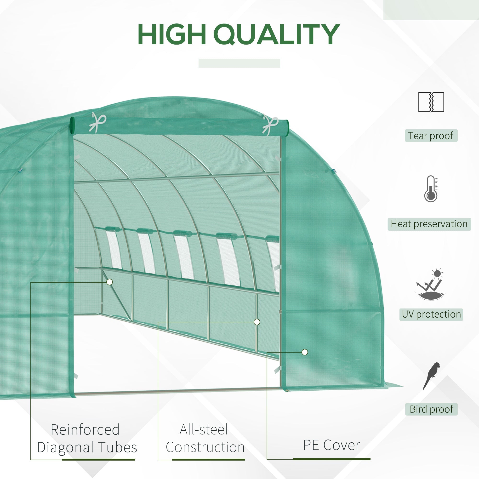 Outsunny Large Walk-in Tunnel Greenhouse: 26.2'x10'x6.7' Steel Frame for Outdoor Garden Plants, Green 