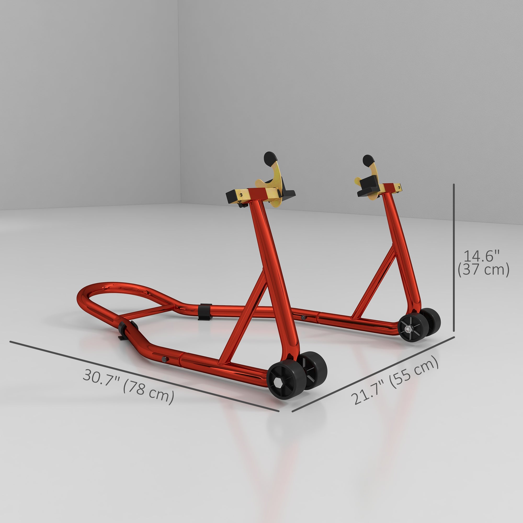 HOMCOM Motorcycle Rear Wheel Stand, Universal Motorcycle Lift with U + L Swingarm Spool, Red 