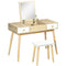 HOMCOM Dressing Table Set Flip Top Mirror Cushioned Stool Makeup Vanity Desk Natural Finish for Bedroom