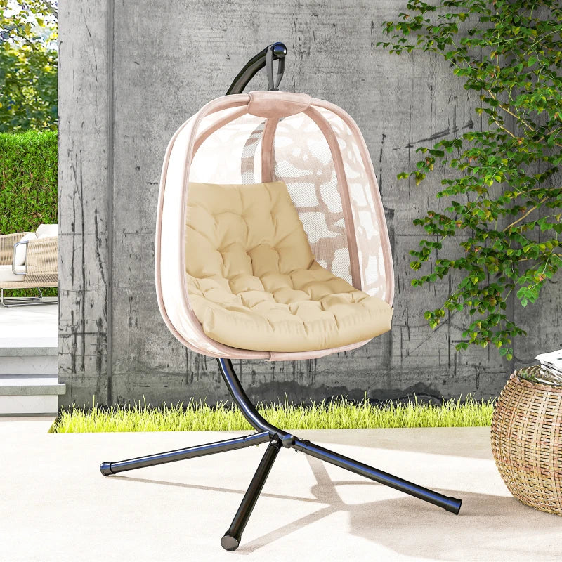 Outdoor Swing Cushion, Tufted Patio Cushion Replacement for Garden Chair Egg Chair,  Indoor Outdoor Seat Cushion, Beige