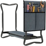 Garden Kneeler and Seat, Foldable Gardening Stool Bench with Thick EVA Foam Kneeling Pad and 1 Large Tool Pouch, Grey