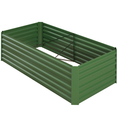 Outsunny Galvanized Raised Garden Bed, Steel Outdoor Planters with Reinforced Rods, 71" x 35" x 23", Green 