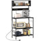 Baker's Rack with Charing Station, Microwave Shelf with Power Outlet, USB Charger and 5 Hooks, Black