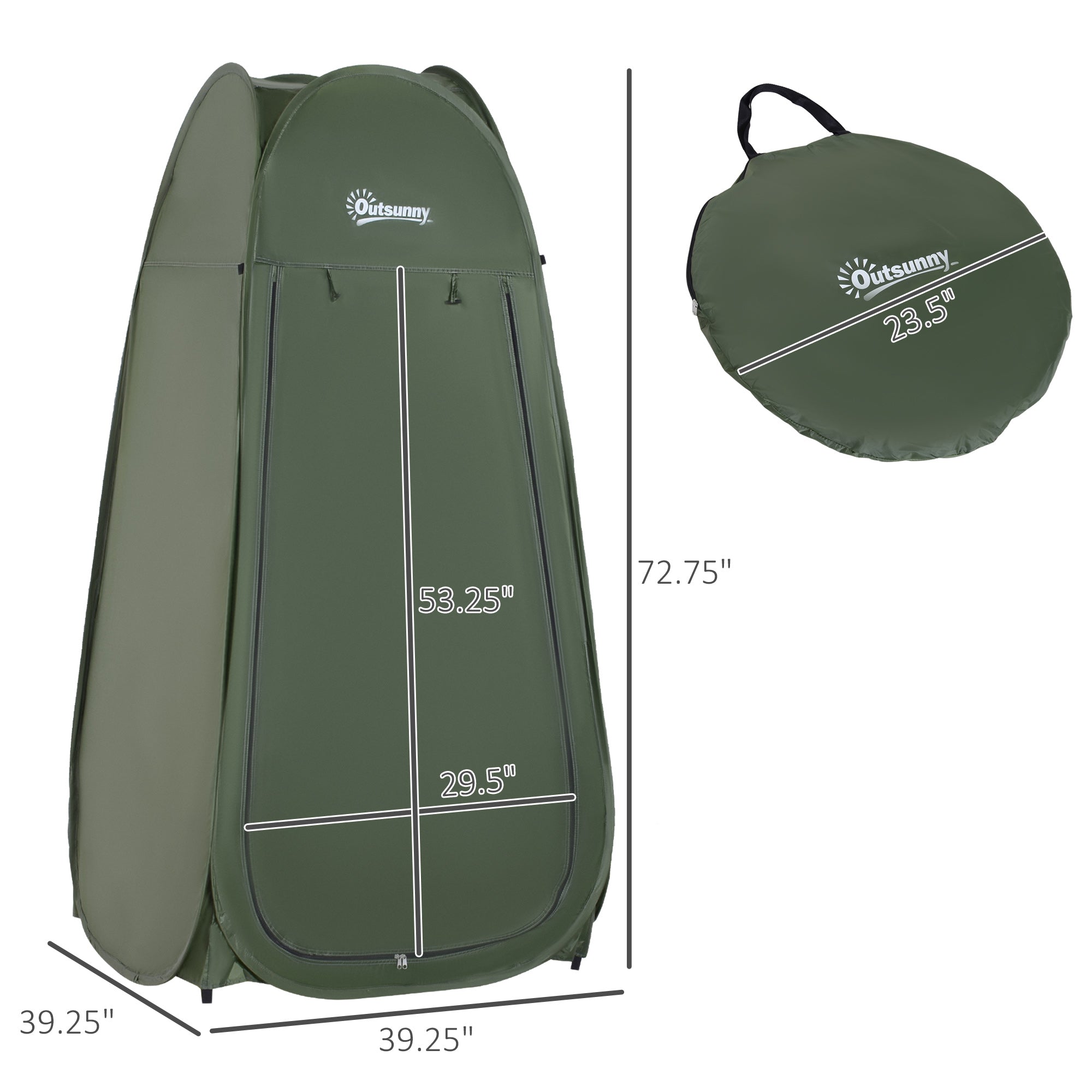 Outsunny Portable Pop Up Camping Shower Tent Dressing Changing Privacy Shelter Green 