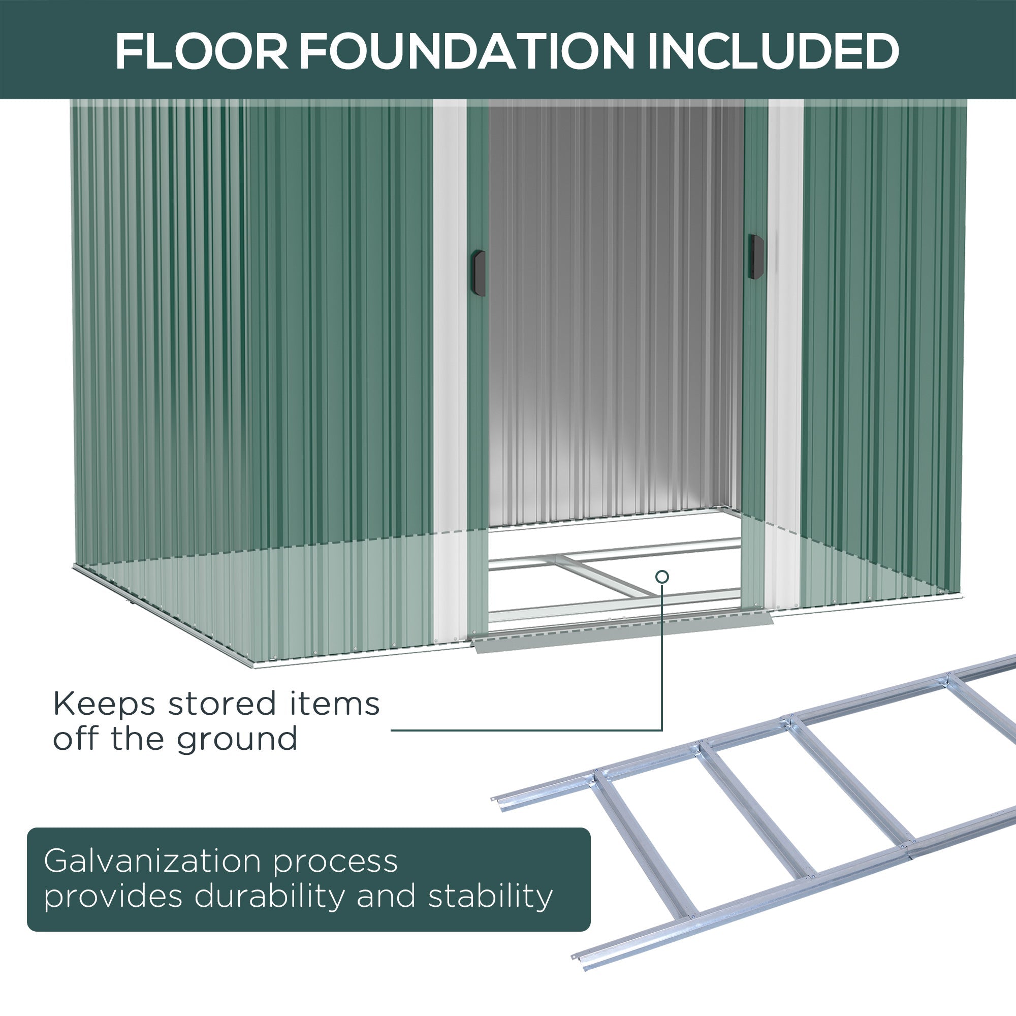 Outsunny 7'x 4' Metal Patio Storage Shed Garden Lockable Shed Tool Utility Storage Unit, Green 