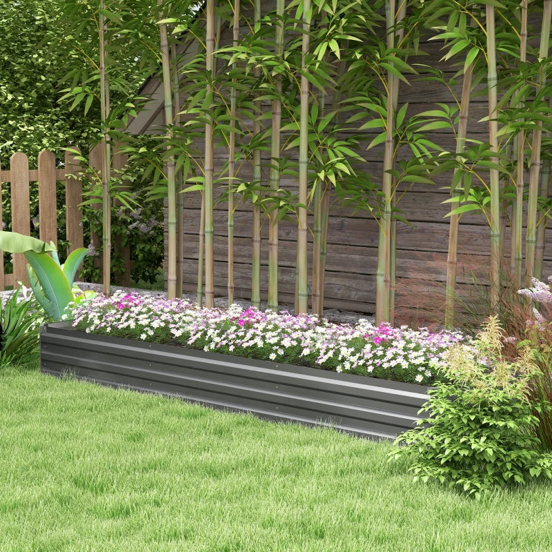 8'x2'x1' Galvanized Raised Bed, Large Elevated Planter Box for Growing Flowers, Herbs and Vegetables, Dark Grey