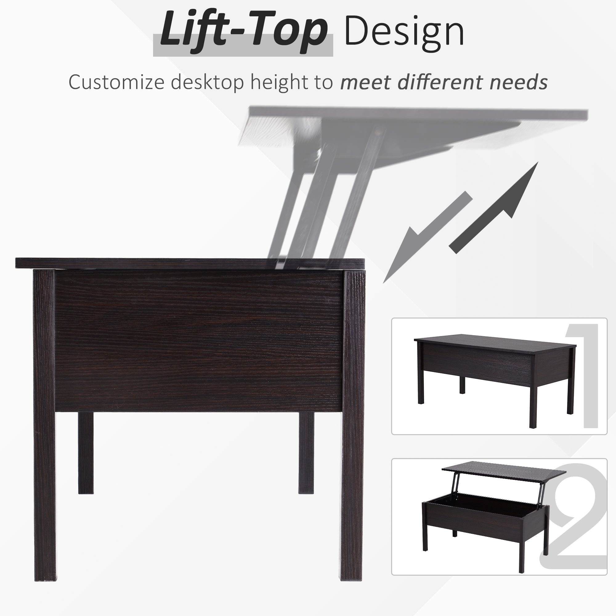 HOMCOM Coffee 39" Modern Lift Top Coffee Table: Center Table with Hidden Storage Compartment for Living Room 