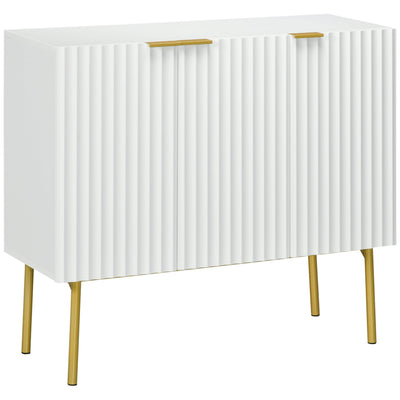 HOMCOM Elegant Storage Cabinet Sideboard with Gold Legs Spacious Buffet for Dining Living Room Hallway White 