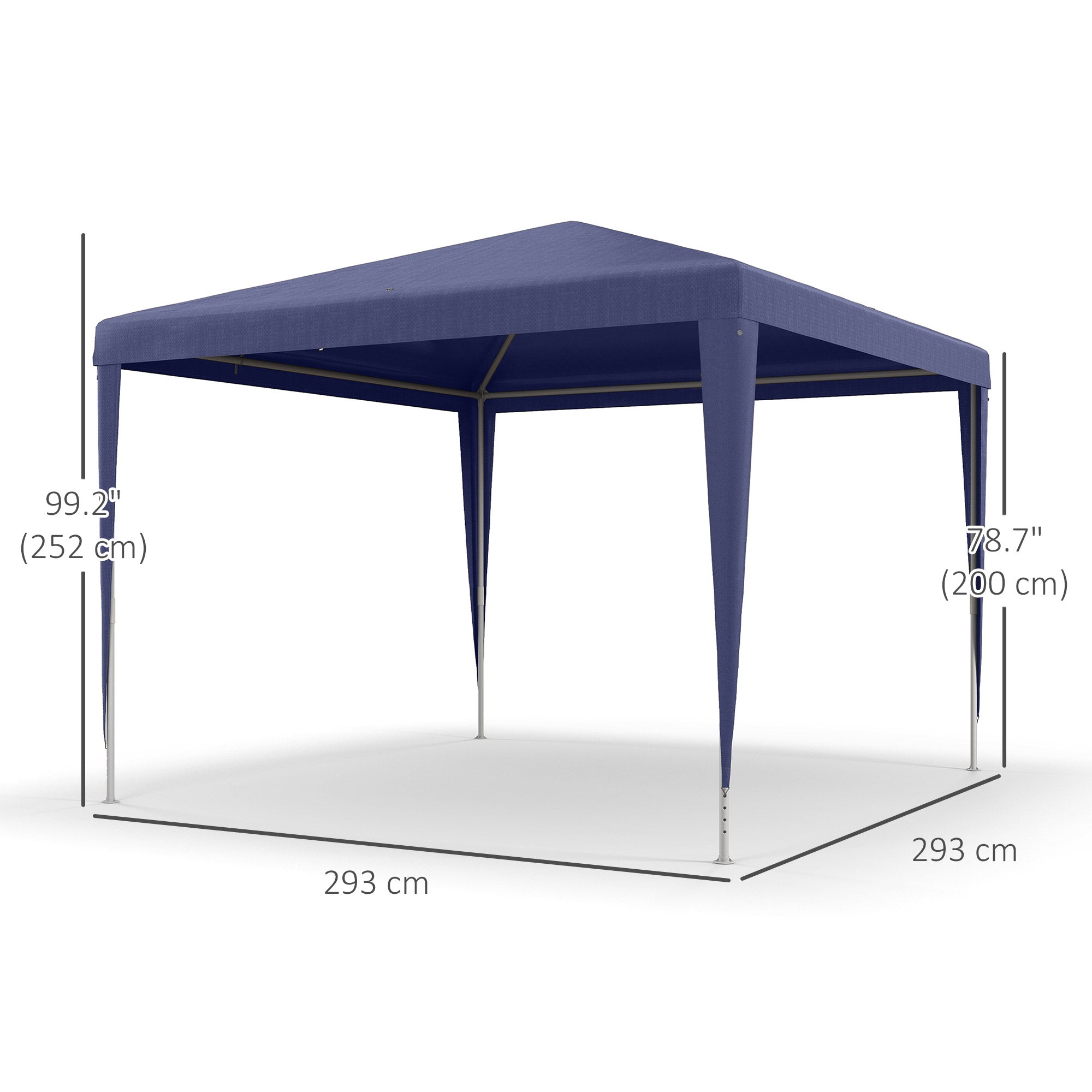 Outsunny 10x10ft Party Tent Portable Gazebo, Folding Garden Canopy Event Shelter Outdoor Sunshade Dark Blue 