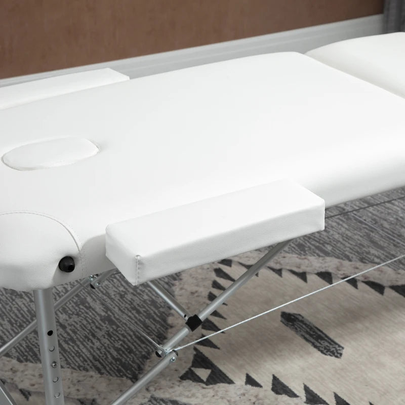 85" 3 Section Foldable Massage Table Professional Salon Spa Facial Couch Bed (White)
