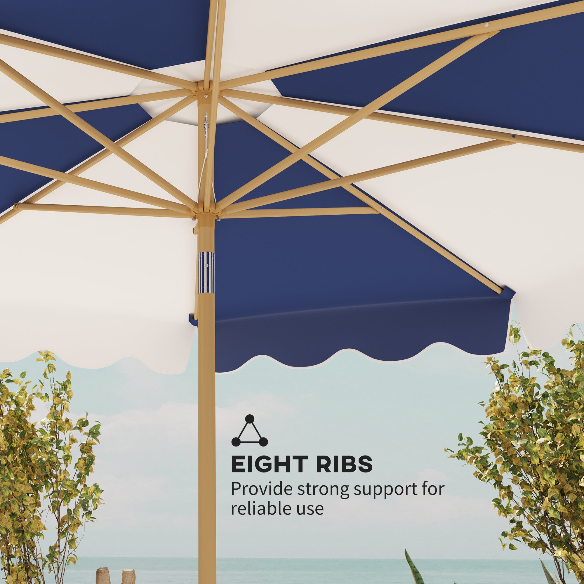 Outsunny 9FT Patio Umbrella with 8 Ribs, Crank & Tilt, UPF 50+ for Garden, Deck, Poolside, Mixed Colour 