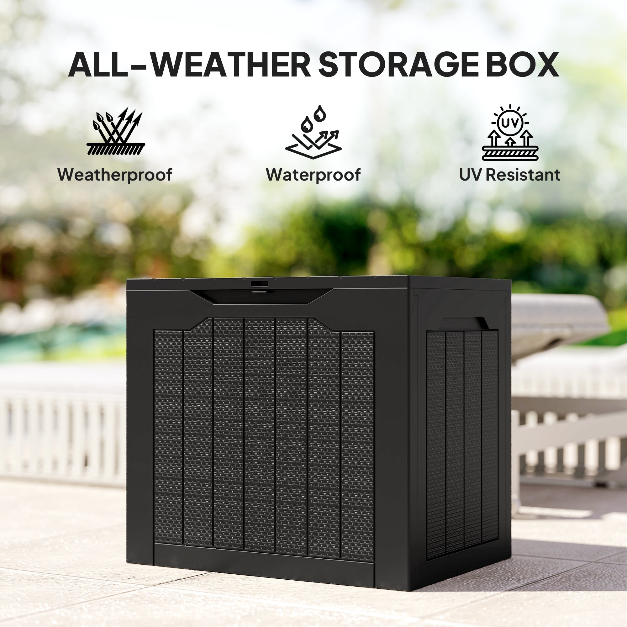 Outsunny 28 Gallon Deck Box, Resin Outdoor Storage Box with Handles, Waterproof and UV Resistant Storage Container 