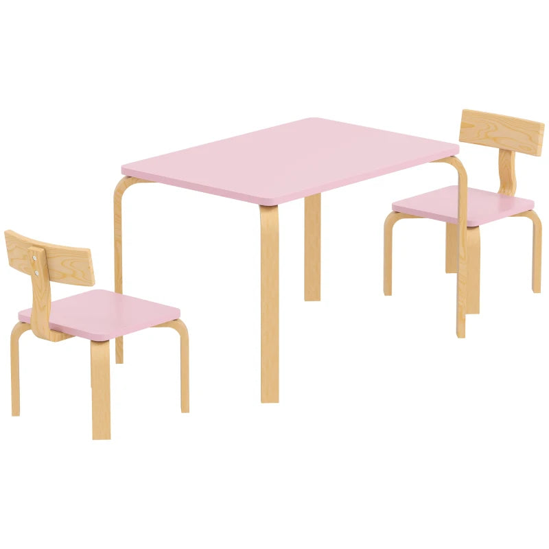 Qaba Kids Table and 2 Chair Set, Children Multi-Activity Furniture Set for Playing, Learning, Eating, Craft, Pink