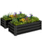 Galvanized Raised Garden Beds, Outdoor Planter Box, Set of 2, for Flowers, Herbs and Vegetables, Black