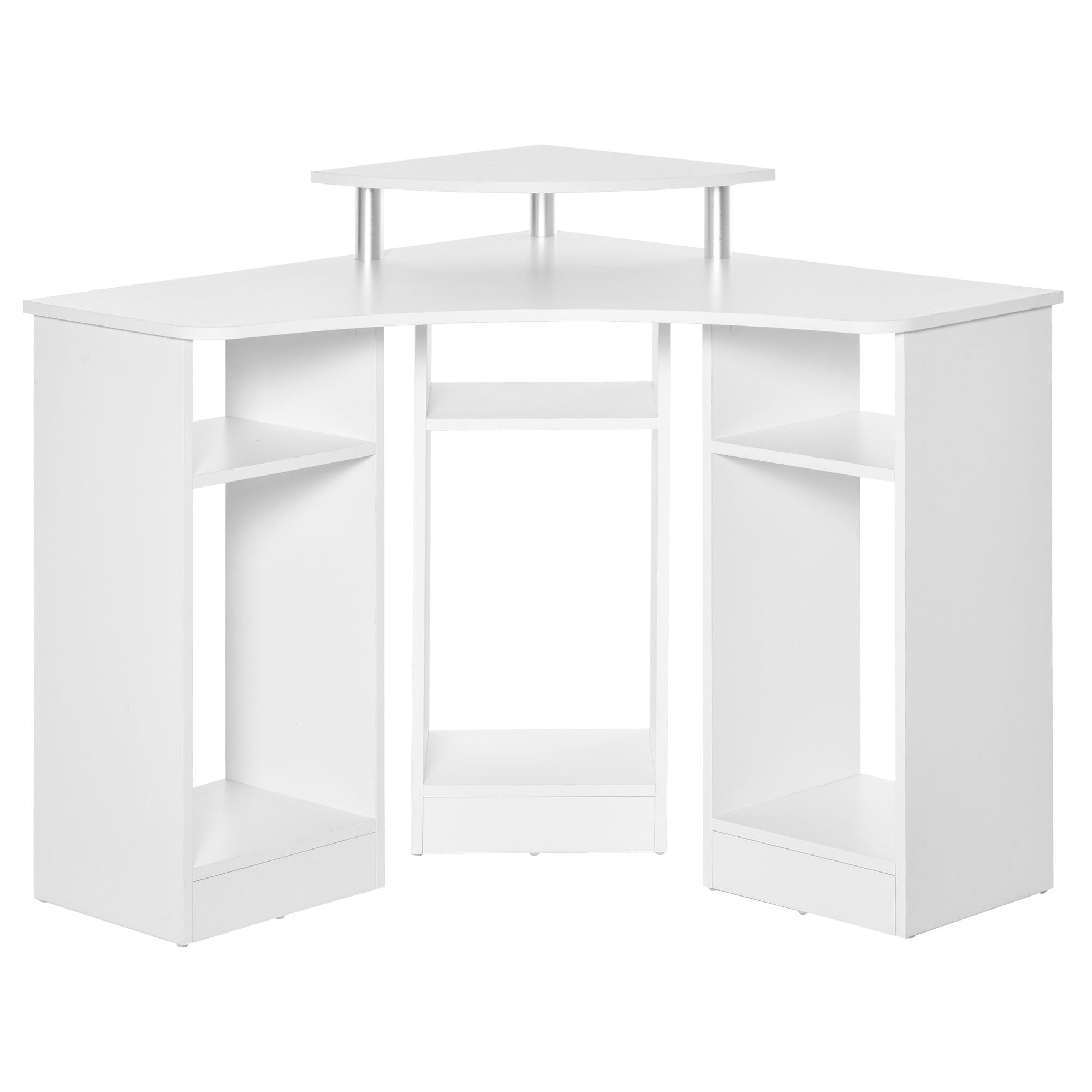 HOMCOM L-Shaped Desk with Monitor Stand Home Office Corner Workstation Small Space Solution White 