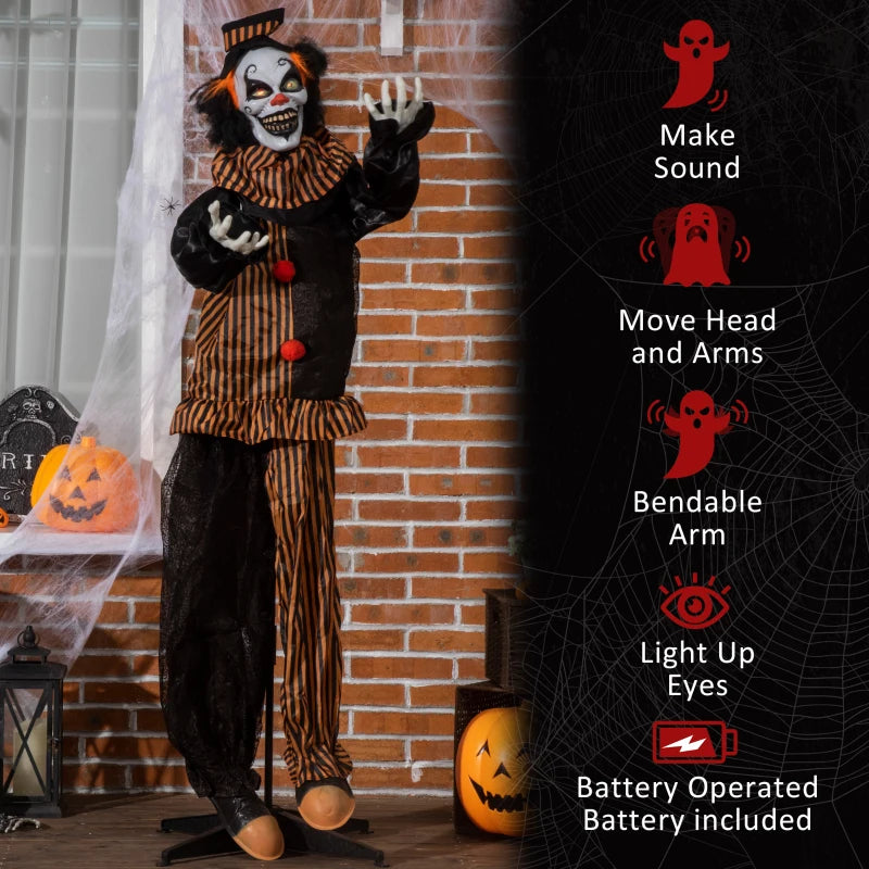 HOMCOM 6.4' Life-Size Winged Grim Reaper – Animated Halloween Decoration, Light-Up Eyes 