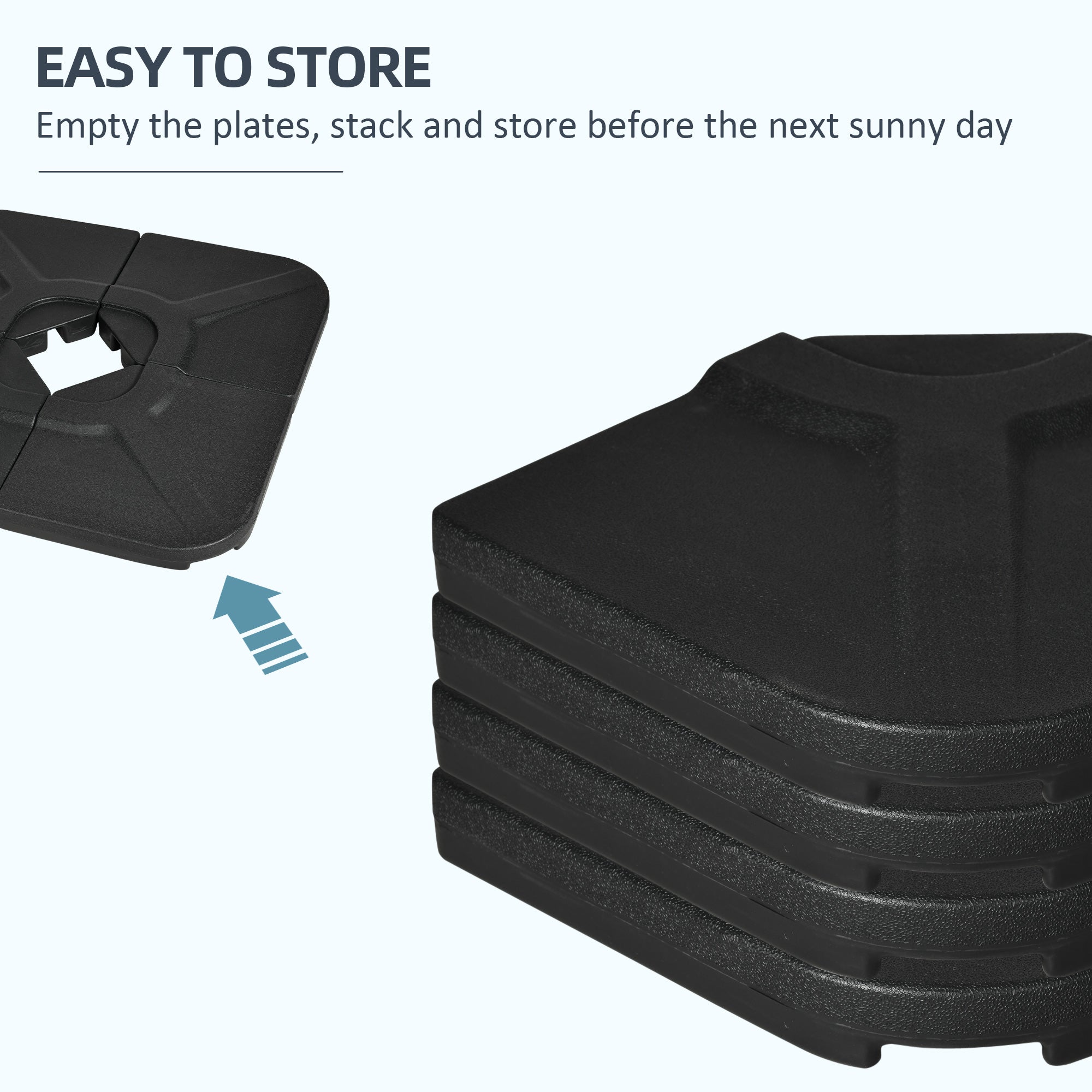 Outsunny Patio Umbrella Base Weights 4 Pieces HDPE Water Sand Filled for Cross Base Stand Black 