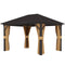 Outsunny 10' x 12' Outdoor Hardtop Gazebo Metal Roof Patio Gazebo with Aluminum Frame, Mesh Nettings, Brown