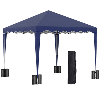 Outsunny 10'x10' Pop Up Canopy Tent Instant Outdoor Shelter Adjustable Height Party Tent with Carry Bag Blue 