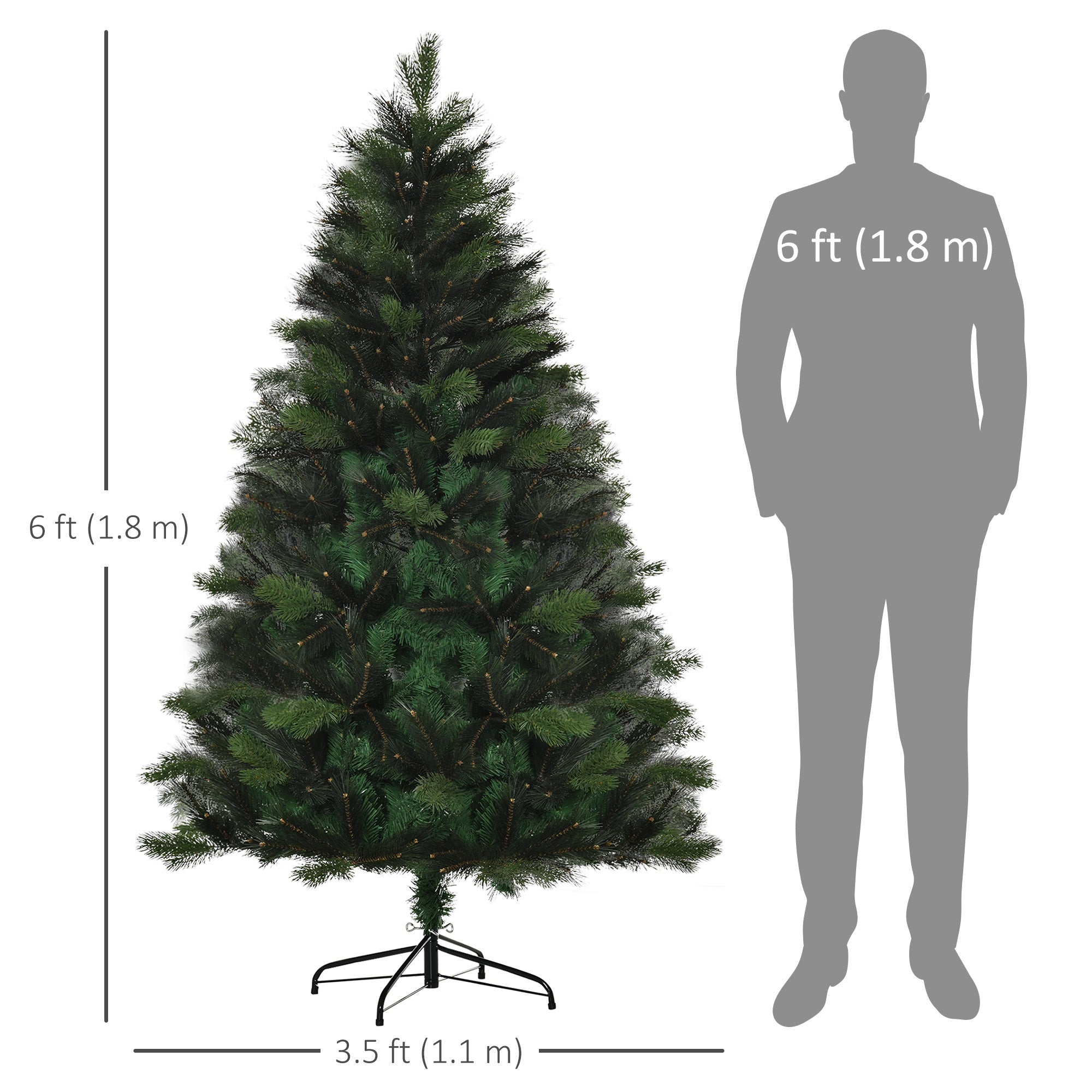 HOMCOM 6FT Artificial Christmas Tree Xmas Tree Holiday Home Decoration with Automatic Open, Green 