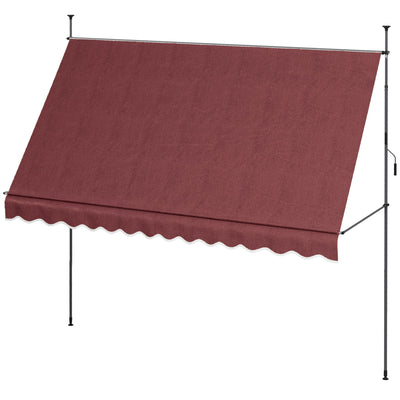 Outsunny Manual Pullback Suncover: 137.8"x47.2" 0-90° Adjustable UV Resistant Freestanding Shade for Patio, Blue 