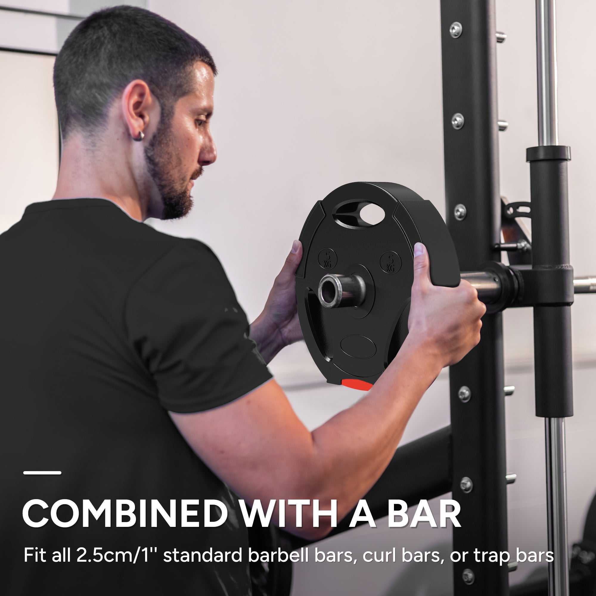 Soozier 1-Inch Weight Plates, Barbell Weights Set for Weightlifting and Strength Training, 2 x 17lbs + 2 x 11lbs 