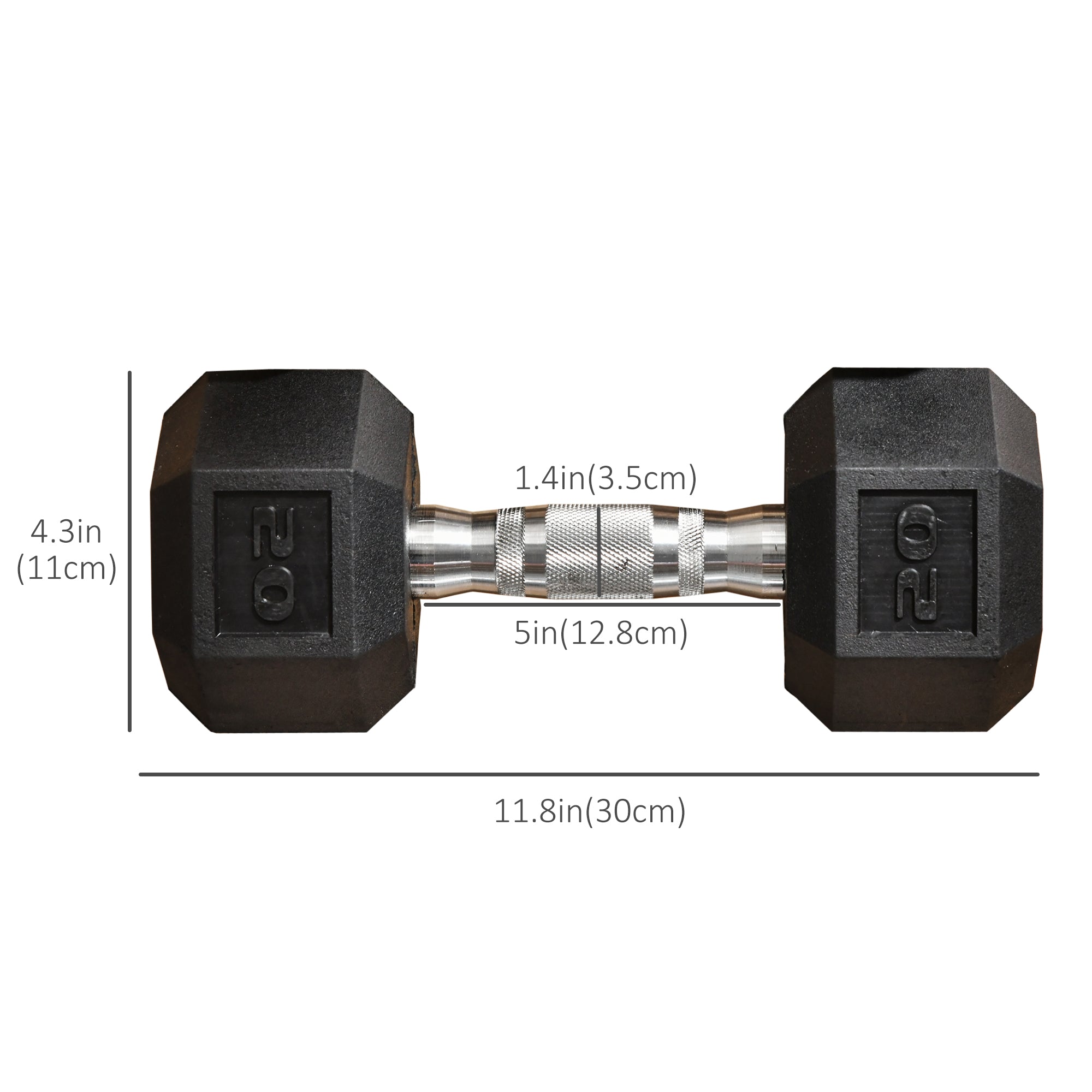 Soozier 40lbs Dumbbell Set: 2 x 20lbs Rubber Hand Weights for Home Gym Fitness Training, Black Finish 