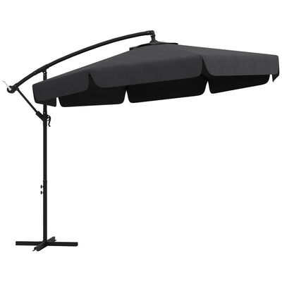 Outsunny 11ft Cantilever Patio Umbrella Offset Parasol 8 Ribs Cross Base for Outdoor Garden Black 