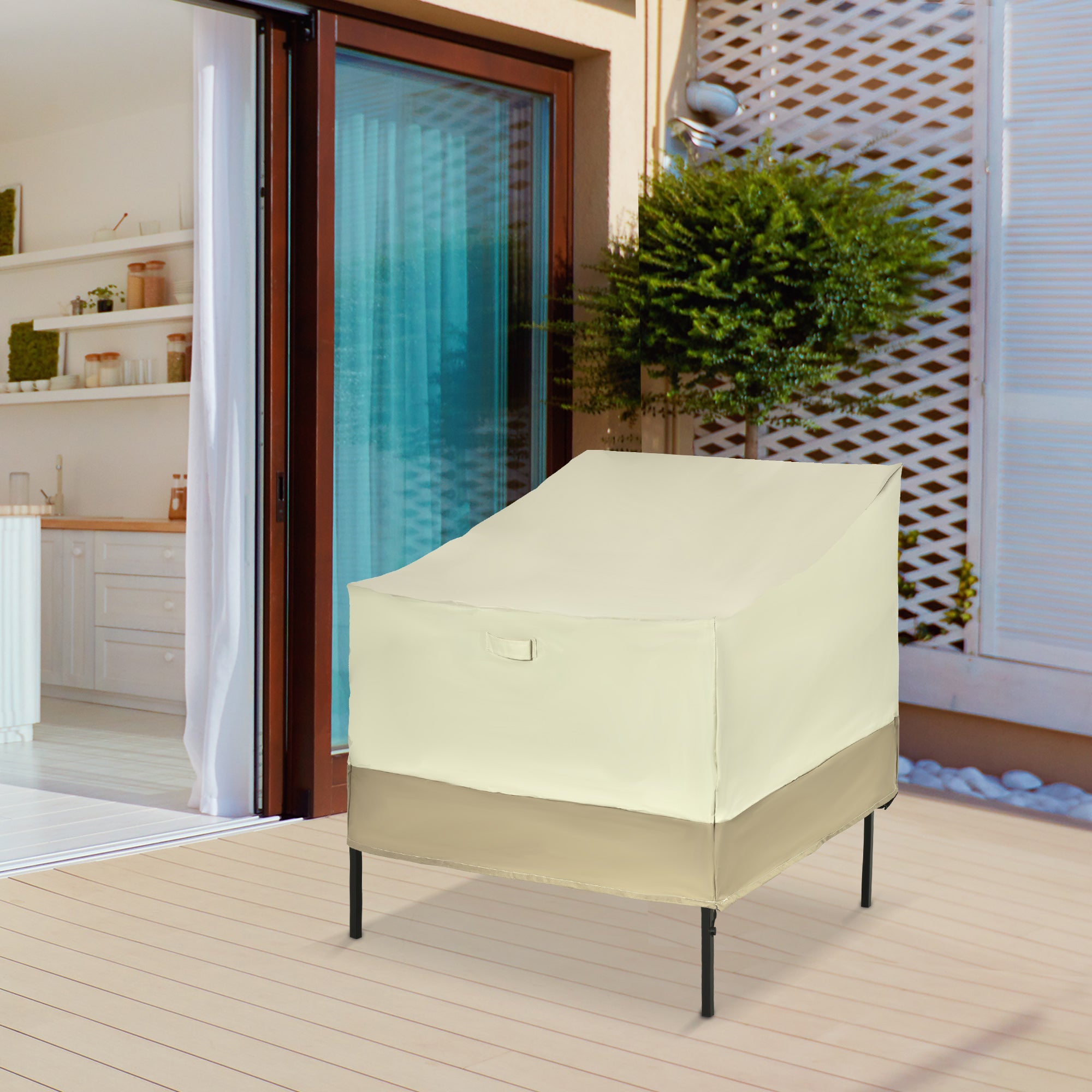 Outsunny Outdoor Furniture Covers Waterproof White 38.2" L x 36.6" W x 24.8"/32.7"H 600D Oxford Cloth 