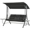 Outsunny 3 Seat Outdoor Swing Bench with Adjustable Canopy Coffee Table Cushions for Patio Garden Black