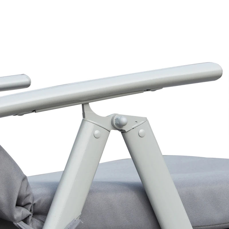 Outdoor Folding Chaise Lounge Chair Recliner with Portable Design, Adjustable Backrest, Cushion and Headrest, Grey