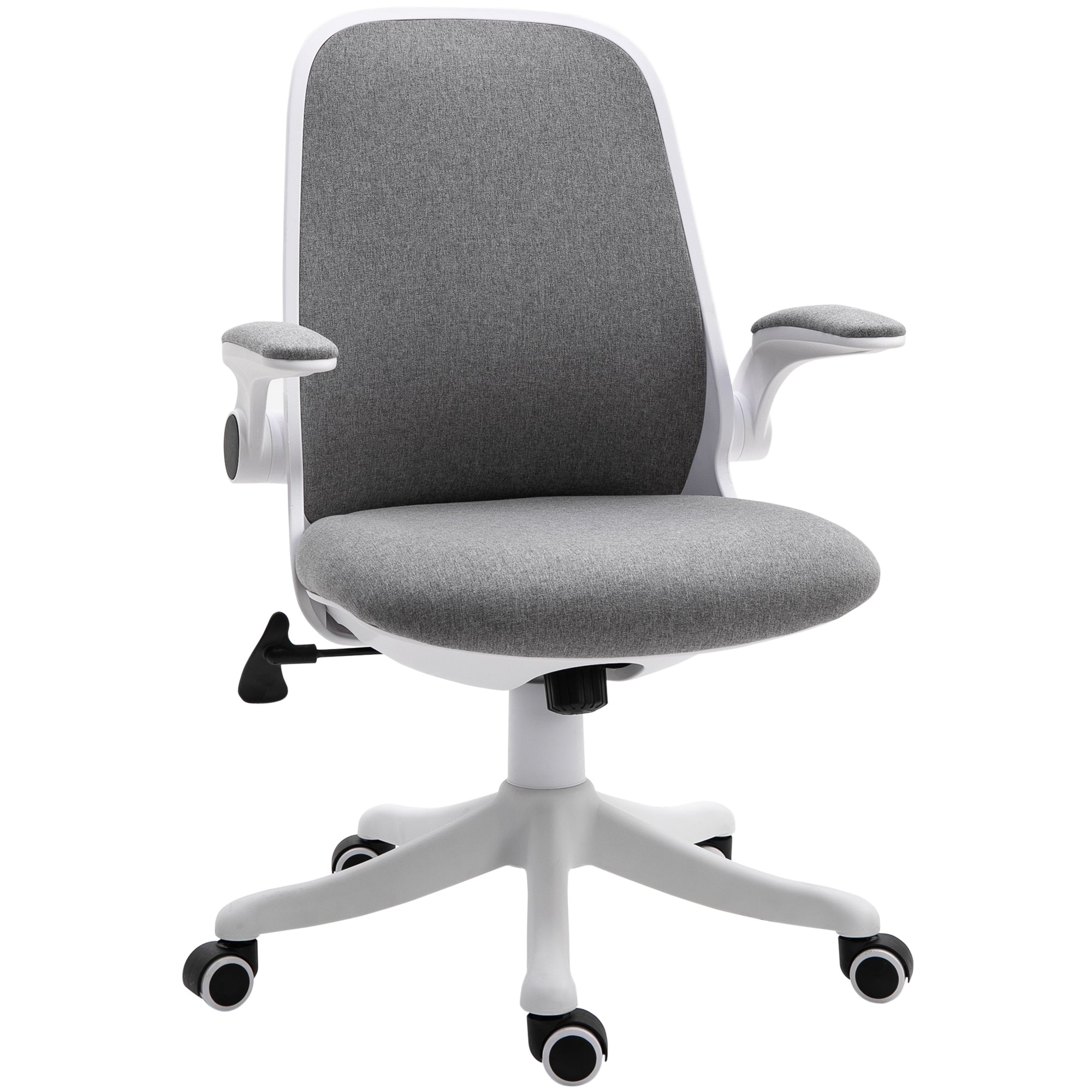 Vinsetto Breathable Fabric Office Chair: 360° Swivel Task Chair, Flip-up Arms, Adjustable Height Desk Chair, Grey 