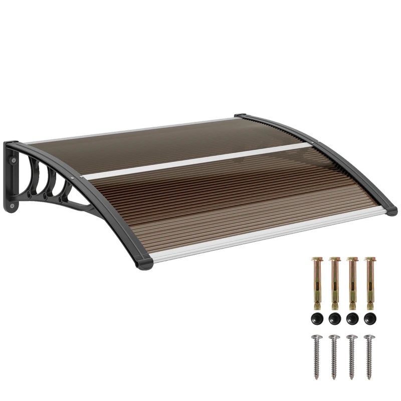 Window Awning Door Canopy, Polycarbonate Cover Patio Awnings, 30" x 50", Brown