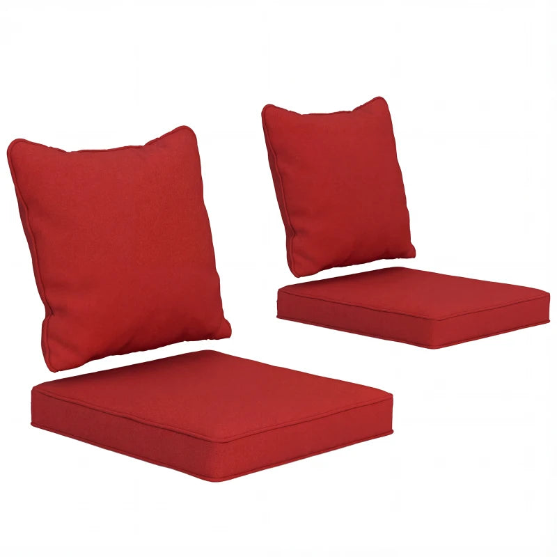 Seat Cushion Back Pillows Replacement Set of 2, Patio Chair Cushions Set for Indoor Outdoor, Wine Red