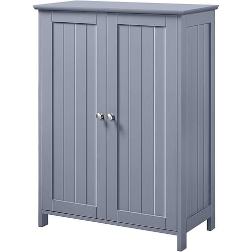 Gray Wood 2-Door Freestanding Bathroom Floor Cabinet Kitchen Storage Cupboard - Free Shipping