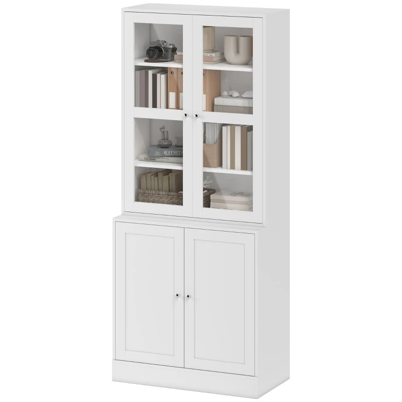 71" Bookcase Storage Cabinet with Doors, Modern Tall Bookshelf with 2 Adjustable Shelves, Display Unit for Study, Living Room, Home Office, White