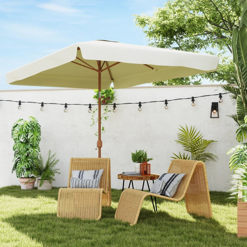 Patio Umbrella 118.1" x 78.7" Outdoor Parasol UV50+ Protection in Beige